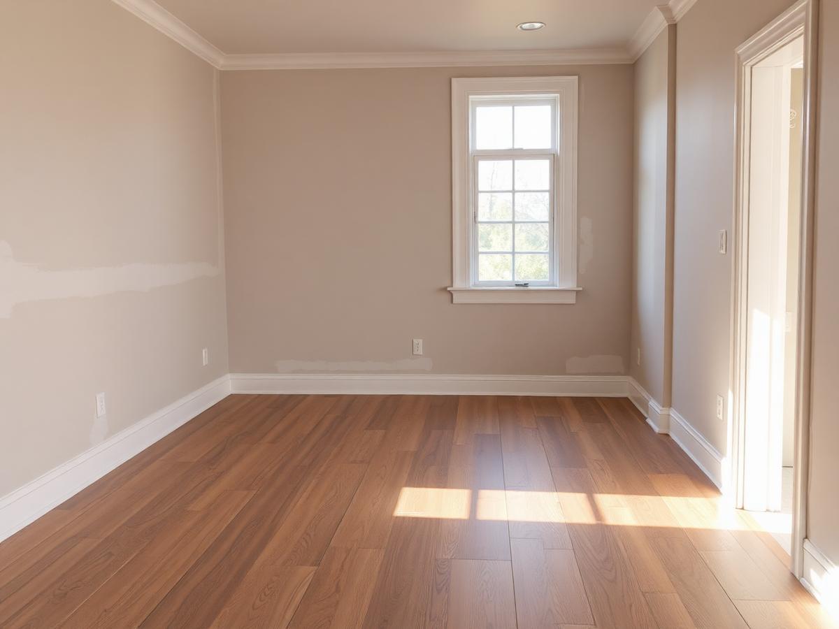 Illustrative photo of a renovated interior room with new flooring and trim